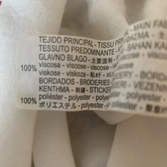 Zara Basics Ivory Long Sleeve Embroidered Top Size Small - Picture 7 of 9